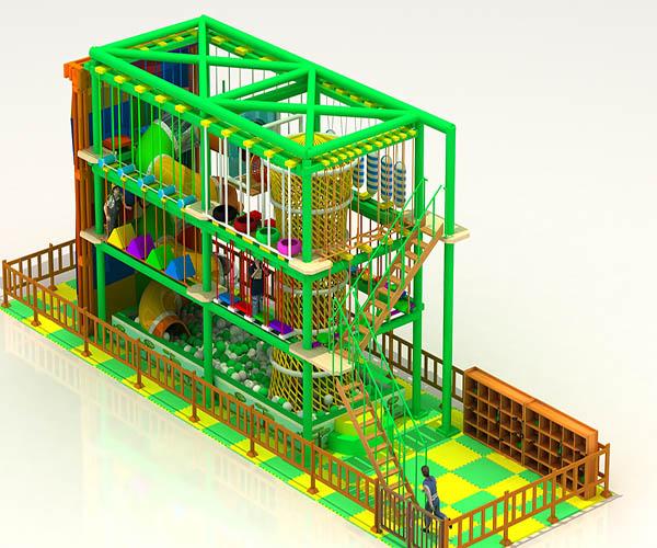 High Ropes Construct Kit Wood High Ropes Course Equipment Multiple Obstacle Course Two Level