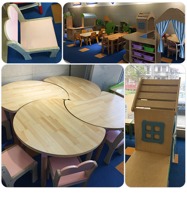 HaiXun Kindergarten Classroom Furniture Table And Chairs  Rounded Edge
