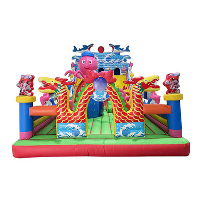 Ocean Themed Commercial Bounce House With Slide PVC Tarpaulin Material