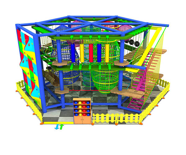 High Trek Adventure Rope Course With Climbing Wall OEM Available